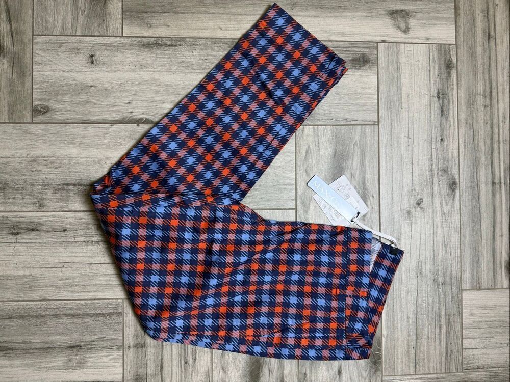 Max & Co. Ladies Multicolor Cotton Stretch Checked Gingham Trouser Pants Size 8